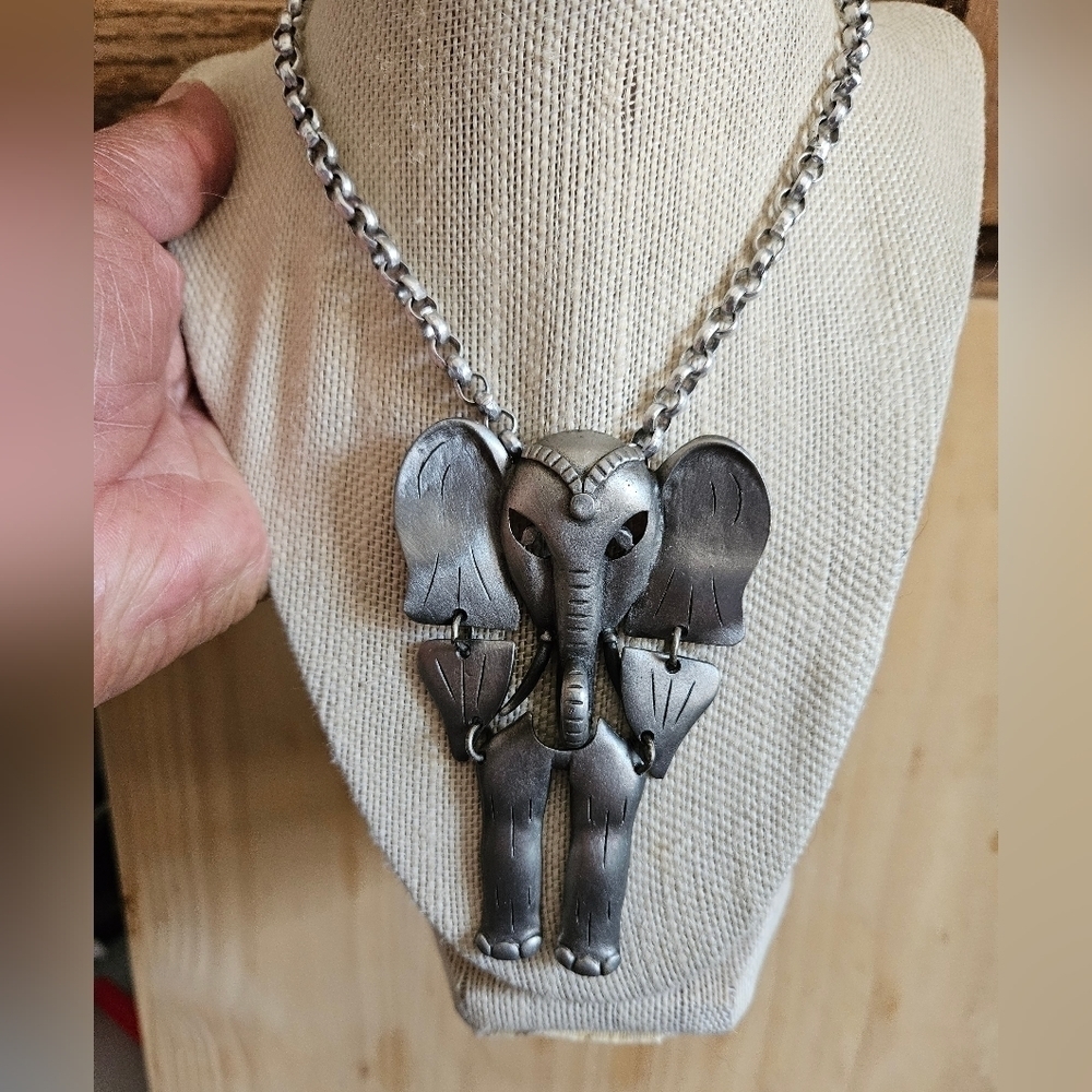 Moveable Elephant Statement Necklace